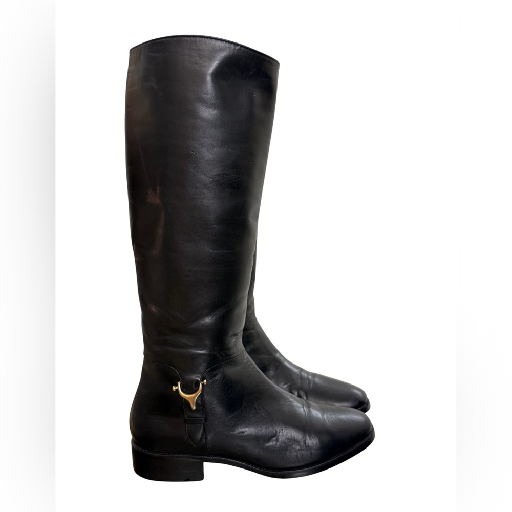 Vintage Etienne Aigner Women's Riding Black Leather Derby Boots Size M